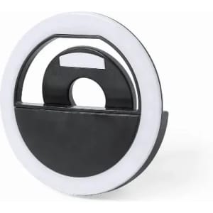 A black and white ring-shaped stand with a circular design, featuring a logo.