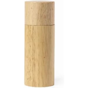 A drink bottle in a natural wood finish with a cylindrical shape and a matching wooden cap.