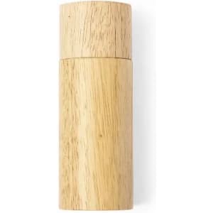 A drink bottle with a cylindrical wooden design, featuring a light timber finish and a fitted cap.