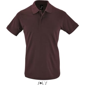 A short sleeve men's polo shirt in a rich burgundy colour, made from 100% cotton pique, featuring a logo.