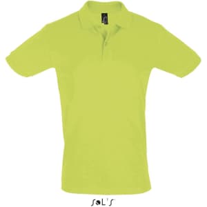A short sleeve men's polo shirt in bright yellow, made from 100% cotton pique, featuring a logo.