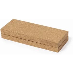 A cork box with a hinged lid, featuring a natural brown colour and a smooth finish.