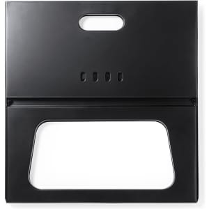 A black promotional product featuring a handle and a cutout window, showcasing a sleek design with a minimalist look.