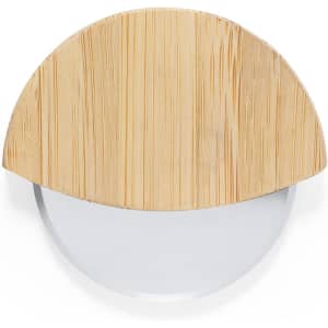 A drink bottle with a bamboo lid and a clear base, showcasing a minimalist design.