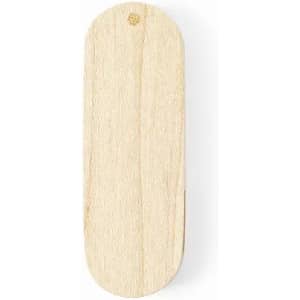 A plain, natural wooden paddle with a smooth finish and rounded edges, featuring a small hole for hanging.