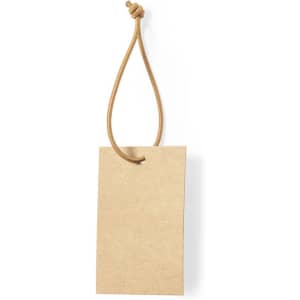 A blank kraft tag with a brown string loop, designed for labels or pricing.
