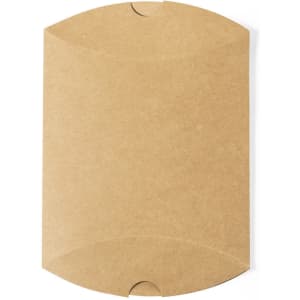 A brown cardboard packaging with a rounded top and bottom, featuring a clasp design for closure.