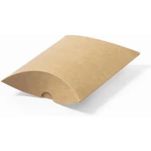 A brown, curved cardboard box with a rounded top and a small opening at the bottom. It has a simple, minimal design.