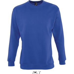 A unisex windcheater sweatshirt in vibrant blue, featuring long sleeves and a crew neck design. It has a brand logo.