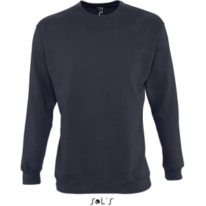 A navy blue unisex windcheater sweatshirt featuring a simple design and long sleeves, with a brand logo present.