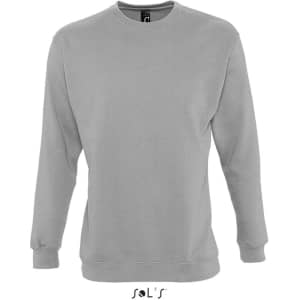 A unisex windcheater sweatshirt in grey with long sleeves and a crew neck, featuring a logo.