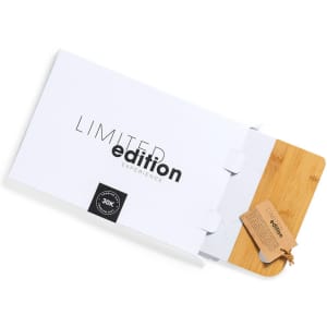 A white box featuring a bamboo cutting board and a tag, both labelled as 'limited edition'.