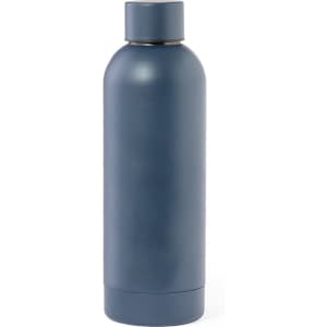 A drink bottle in a navy blue colour, featuring a sleek design and a secure screw-on lid. Brand logo present.