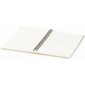 A blank spiral-bound notebook with a coil spine, featuring plain white pages.