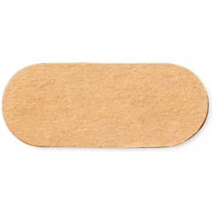 A brown felt oval, smooth texture, with no visible logos or branding.