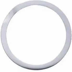 A circular metal ring with a smooth silver finish, featuring a simple design and uniform width.