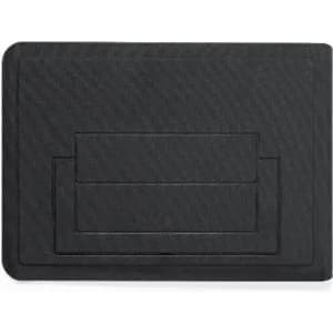 A black cardholder featuring two card slots and a textured surface, with a minimalist design and no visible branding.