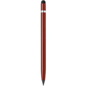 A red stylus pen with a black tip and a silver band near the top. Features a sleek design.