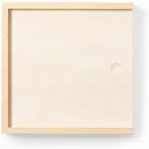 A blank canvas with a wooden frame, featuring a small hole on one side.