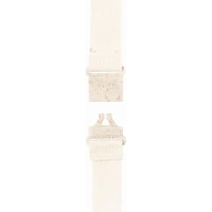 A strap in off-white with a rectangular buckle, featuring a textured design. It has a simple, minimalist style.