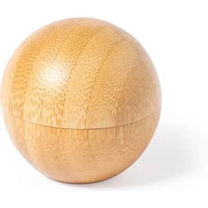 A round bamboo container with a smooth, natural finish, featuring a half-opening design.
