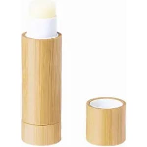 A drink bottle with a bamboo exterior, featuring a removable cap and a cylindrical design.