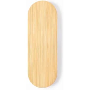 A wooden serving board with a smooth, natural finish and oval shape. It has subtle grain patterns.