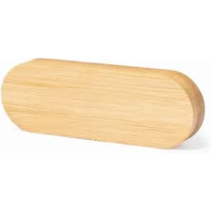 A wooden, oval-shaped block in a light natural finish, showcasing its smooth surface and rounded edges.