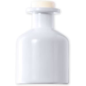 A drink bottle in a sleek white finish with a prominent cap, featuring a simple design and branding.