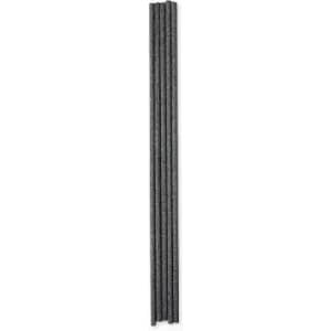 A set of five grey drink straws arranged vertically, featuring a textured surface and a uniform length.