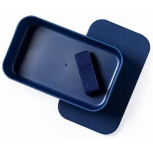 A navy blue tray with a textured grip pad, featuring a rectangular design and a smooth finish.