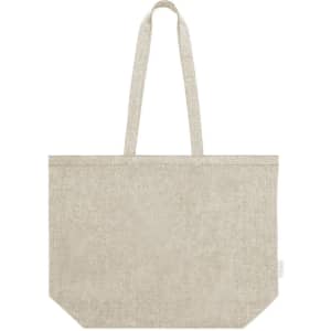 A tote bag in a natural light beige colour, featuring two sturdy shoulder straps.