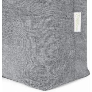 A storage bag in a grey fabric with a textured appearance and a small logo tag.