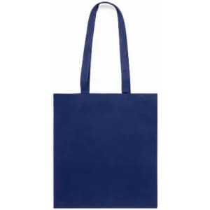 A tote bag in a solid navy blue colour with two handles. No visible logos or branding.