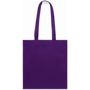 A tote bag in a vibrant purple hue with two shoulder straps and a plain design.