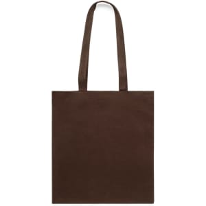 A brown tote bag with two sturdy handles and a simple design. It has no visible logos or text.