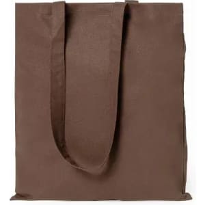 A brown tote bag with two sturdy handles, designed for carrying various items. It has a simple, unbranded appearance.