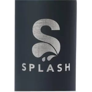 A drink bottle with a sleek black design featuring a silver logo and text.