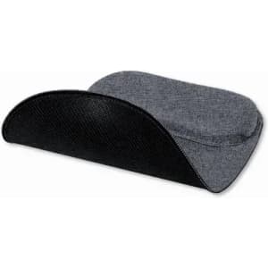 A grey and black product with a curved design, featuring a textured black bottom and a smooth grey top.