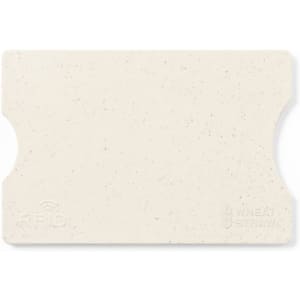 A RFID card holder in a light cream colour, featuring a textured surface and an embedded logo.