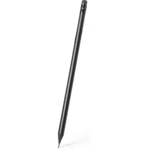 A black pencil with a sharpened tip, featuring a smooth, cylindrical body. It has a logo near the top.