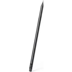 A black pencil with a sharpened tip, standing upright against a plain white background.