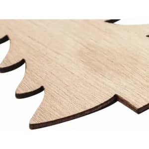 A wooden cutout in a leaf shape, featuring a light wood finish with smooth edges.