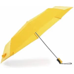 A yellow umbrella with a sleek design, featuring a sturdy handle and an automatic opening mechanism.