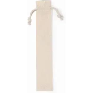 A plain beige bookmark with a twine loop at the top, featuring a smooth texture.