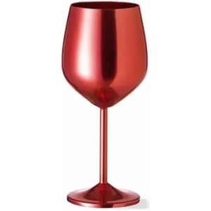 A drink bottle in a shiny red finish with a stem and wide bowl, featuring a sleek modern design.