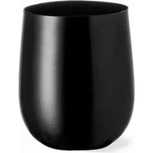 A drink bottle in sleek black, featuring a smooth, rounded design and no visible branding.