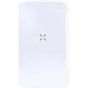 A plain white product with a subtle logo in the centre. It has rounded edges and a smooth finish.