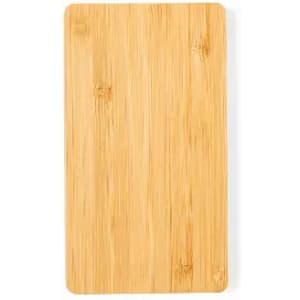 A bamboo cutting board, featuring a smooth, rectangular surface with a natural wood grain.