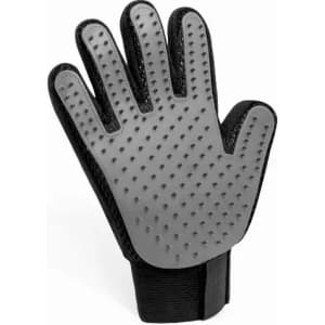 A glove featuring a textured grey palm and a black adjustable wrist strap, designed for grip and comfort.